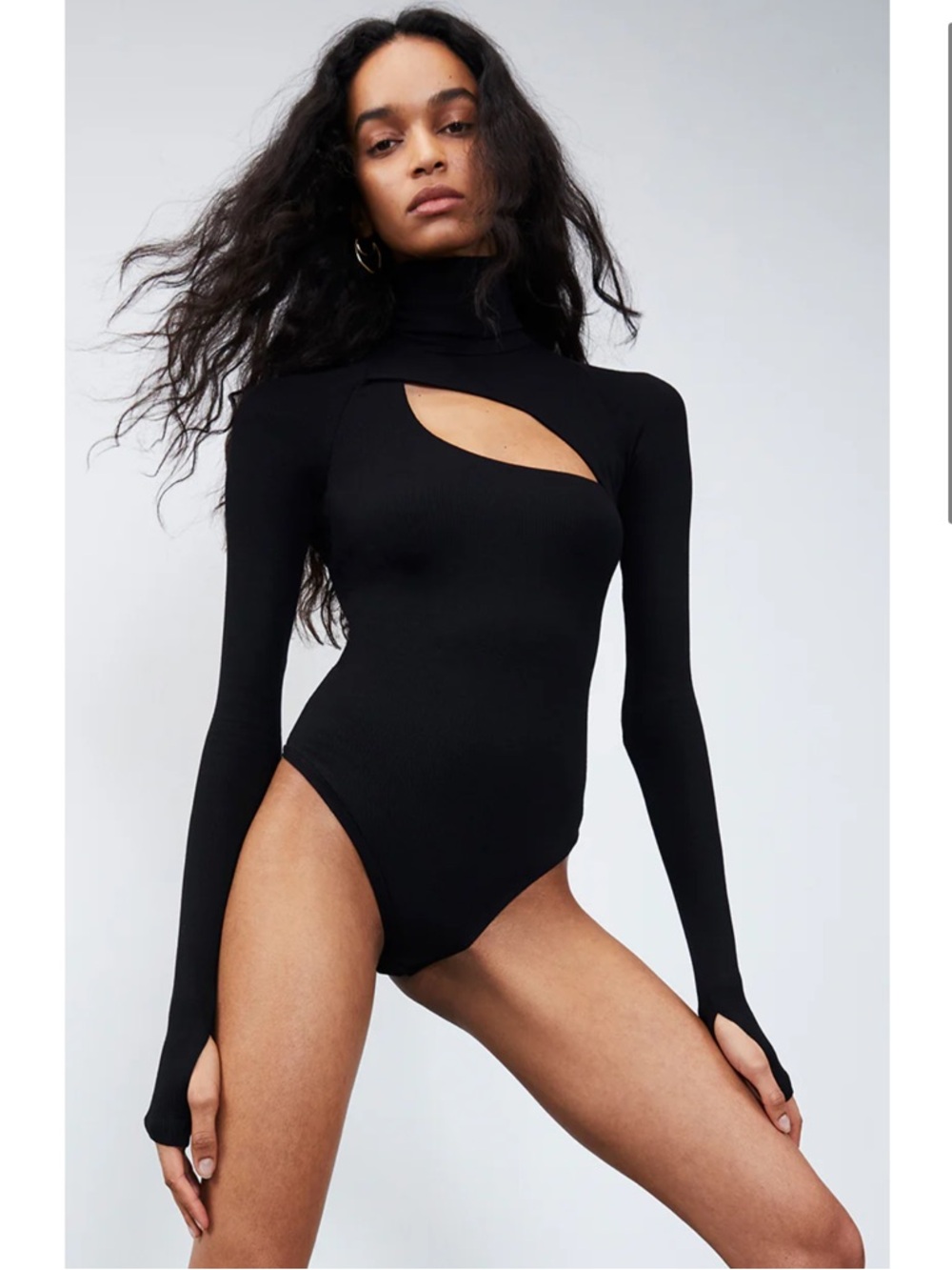 ALIX NYC Carder Black Cutout Turtleneck Long Sleeve Bodysuit Size XS